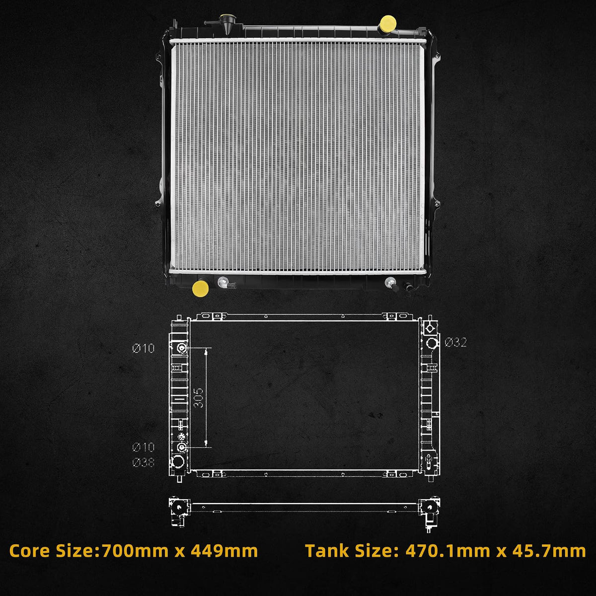 DWVO Radiator Complete Radiator Compatible with 1995-2004 Tacoma 2.7L L4 3.4L V6