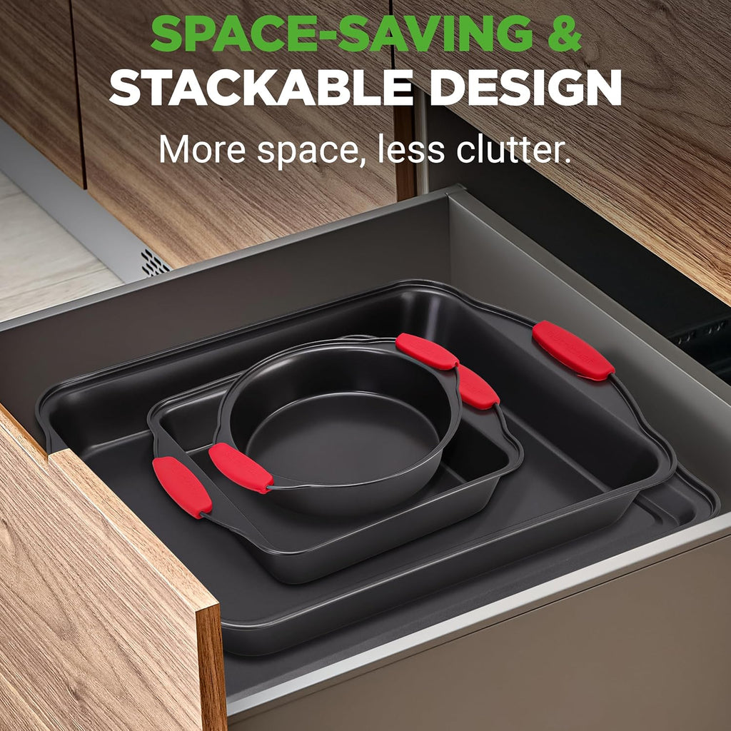 Baking Pans Set - 6 Piece Bakeware with Nonstick Carbon Steel for Easy Release and Cleanup, Durable and Versatile