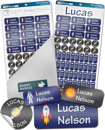 Personalized Daycare Name Labels for Kids (130 Labels) - Custom Waterproof Name Stickers for Clothing Tags, Water