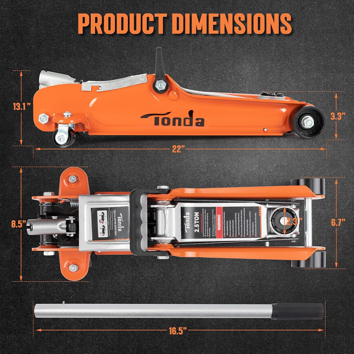 2.5 Ton Low Profile Floor Jack, 5,000 Lbs Hydraulic Car Jack
