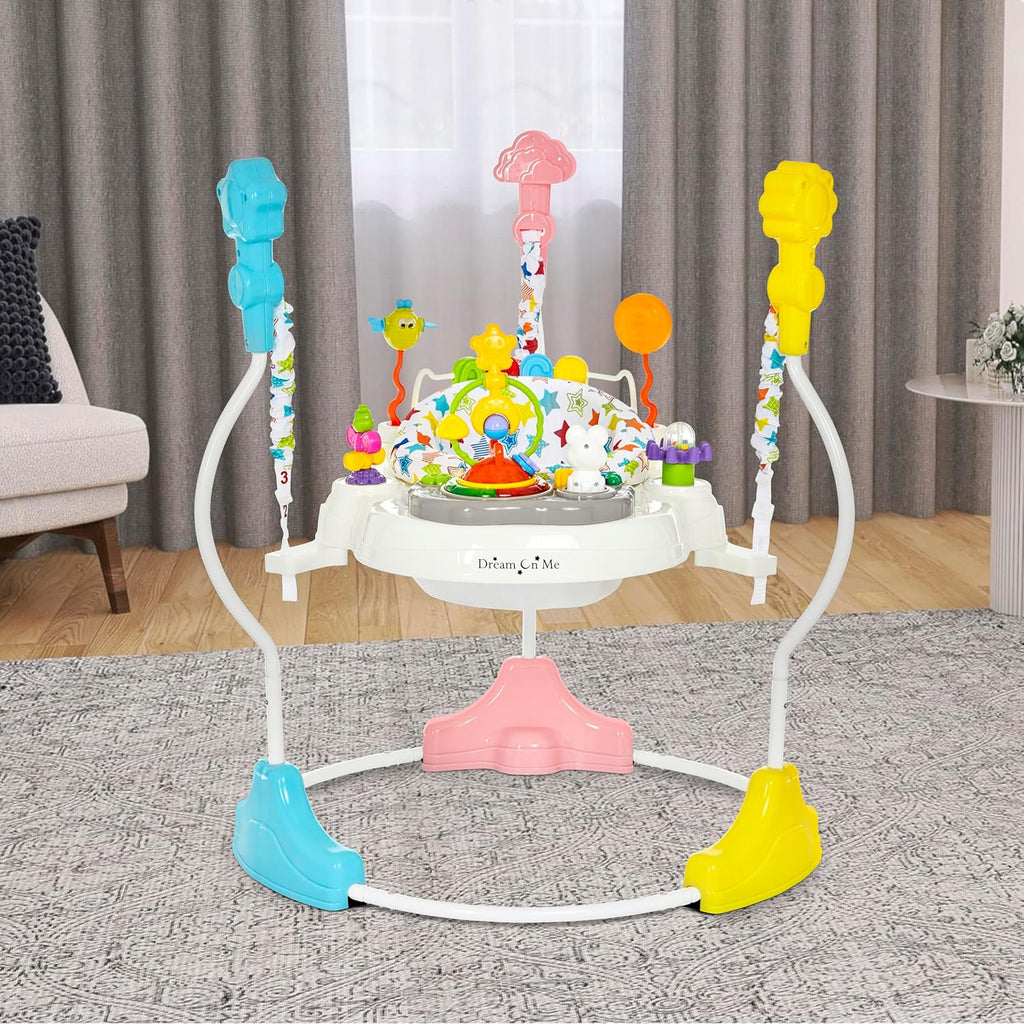 2-in-1 Baby Activity Center & Bouncer Jumper, 360° Rotating Seat, 3-Height Adjustable, 12 Melodies with Lights &