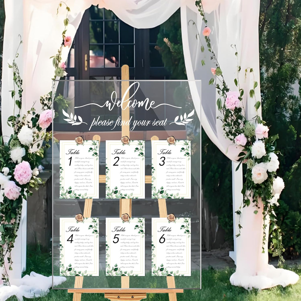 Wedding Seating Chart Board 24x18 Acrylic with Seat Cards Wax Seal Stickers