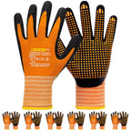 6 Pairs MicroFoam Nitrile Work Gloves, Orange Grip Dots (6/XS)