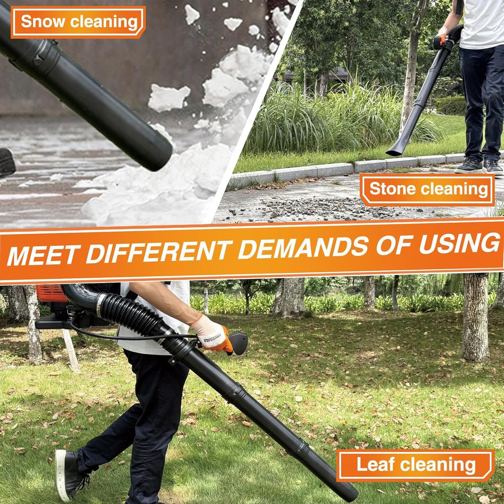 72CC Gas Backpack Leaf Blower, Garden Yard Cleaning, Snow Removal | 880CFM 275MPH 2 in 1 Nozzle Low Vibration and