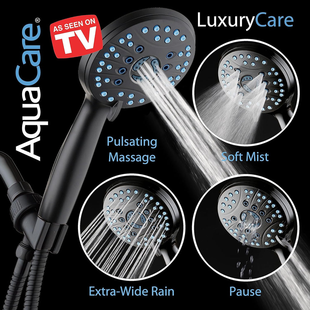 AquaCare High Pressure 8-mode Handheld Shower Head - Anti-clog Nozzles, Built-in Power Wash to Clean Tub, Tile &
