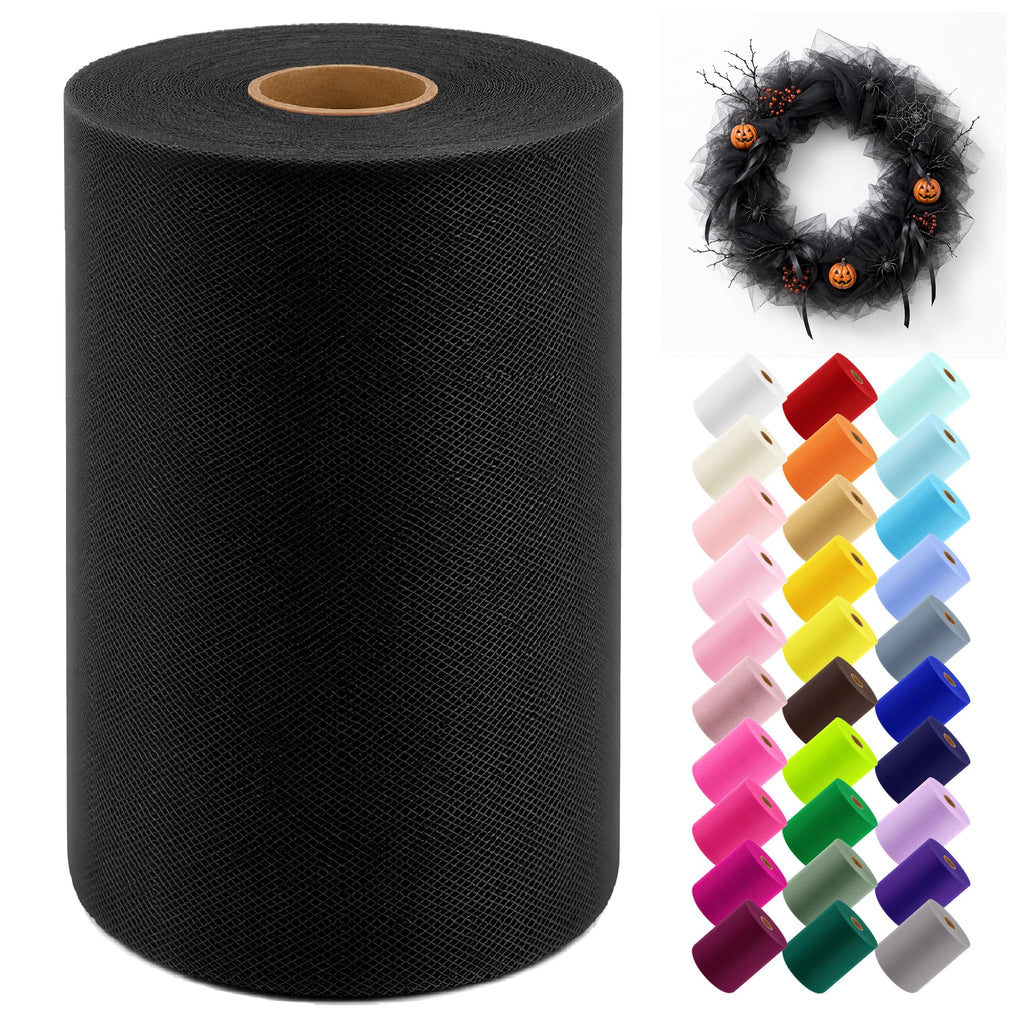 Black Tulle Fabric Roll 6 Inch x 100 Yards Tulle Ribbon