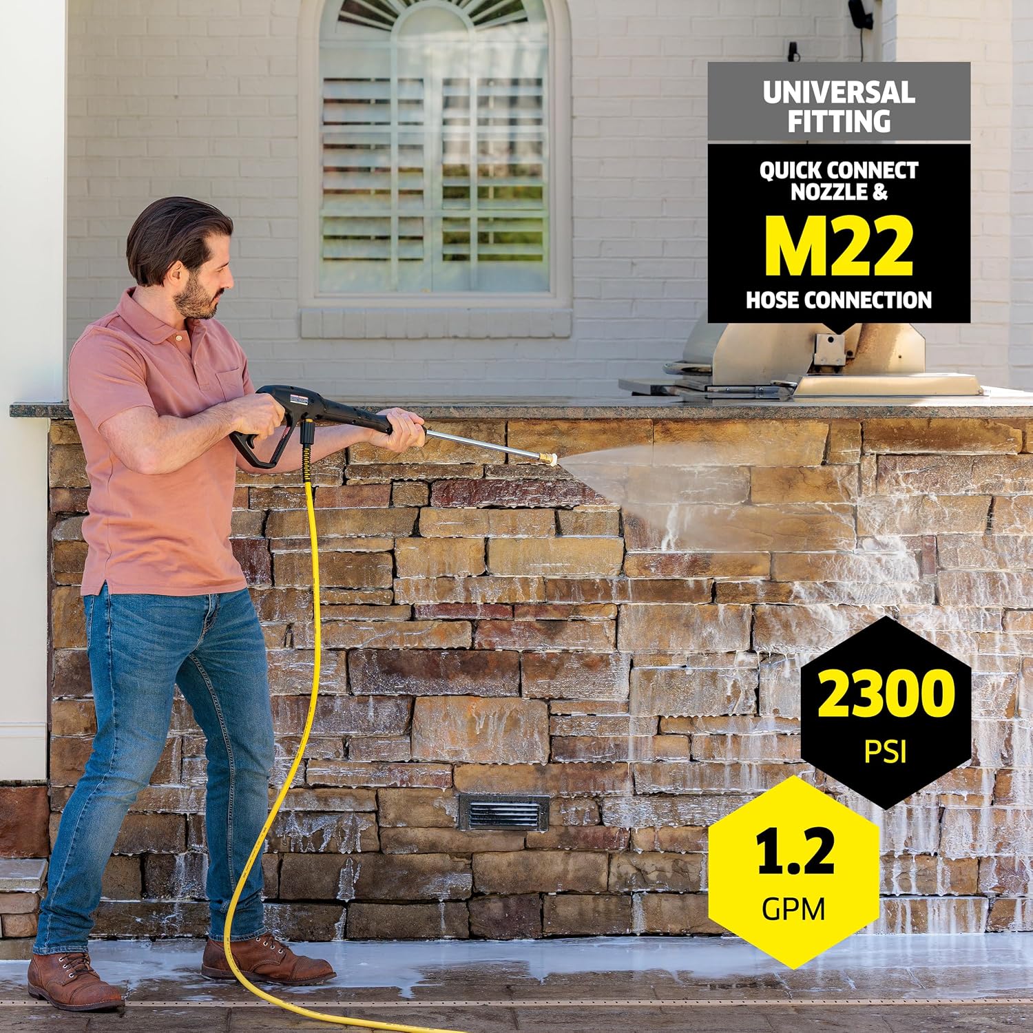 Pressure Washer K2300PS, CETA Certified, 4 Spray Nozzles, Detergent Tank, Hose Reel, for Cars, Driveways, Siding