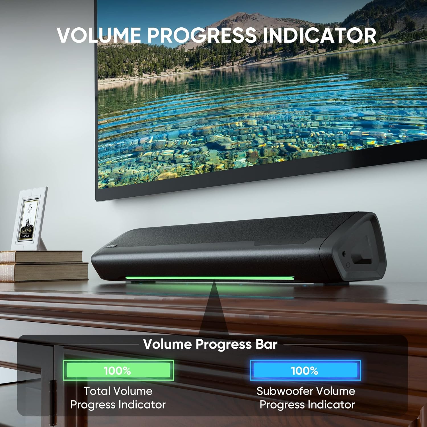 Sound Bar with Subwoofer, Home Theater Surround System for TV PC | 5" Subwoofer, Dual Bass Reflex Ports, Support