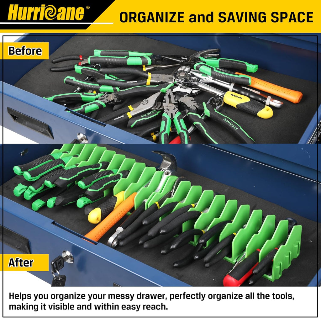 Plier Organizer Rack, 10-Slot Pliers Rack with Non-Slip Rubber Base, Tool Organizer, Tool Drawer Toolbox Storage