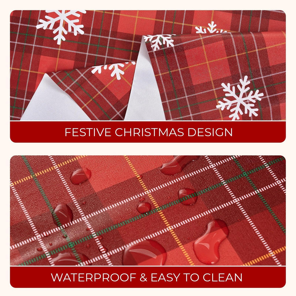 Christmas Plaid Vinyl Tablecloth, Rectangle 54 x 78, Red