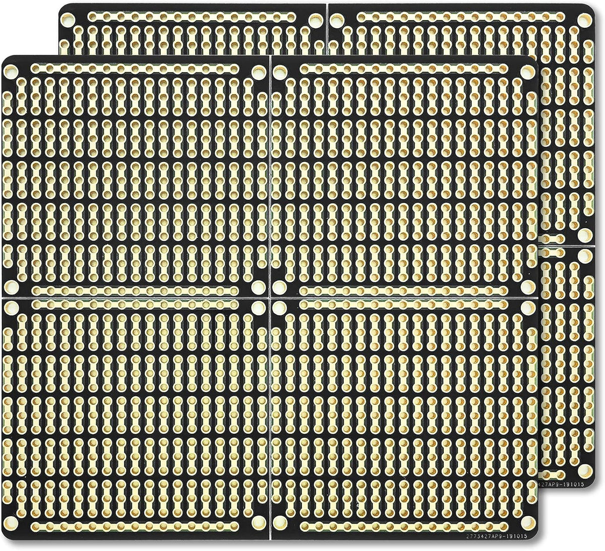 ElectroCookie PCB Prototype Board, Snappable Strip Board with Power Rails for Electronics Projects Compatible for DIY Arduino Soldering Projects, Gold-Plated, 3.8"x3.5" (2 Pack, Matte Black)