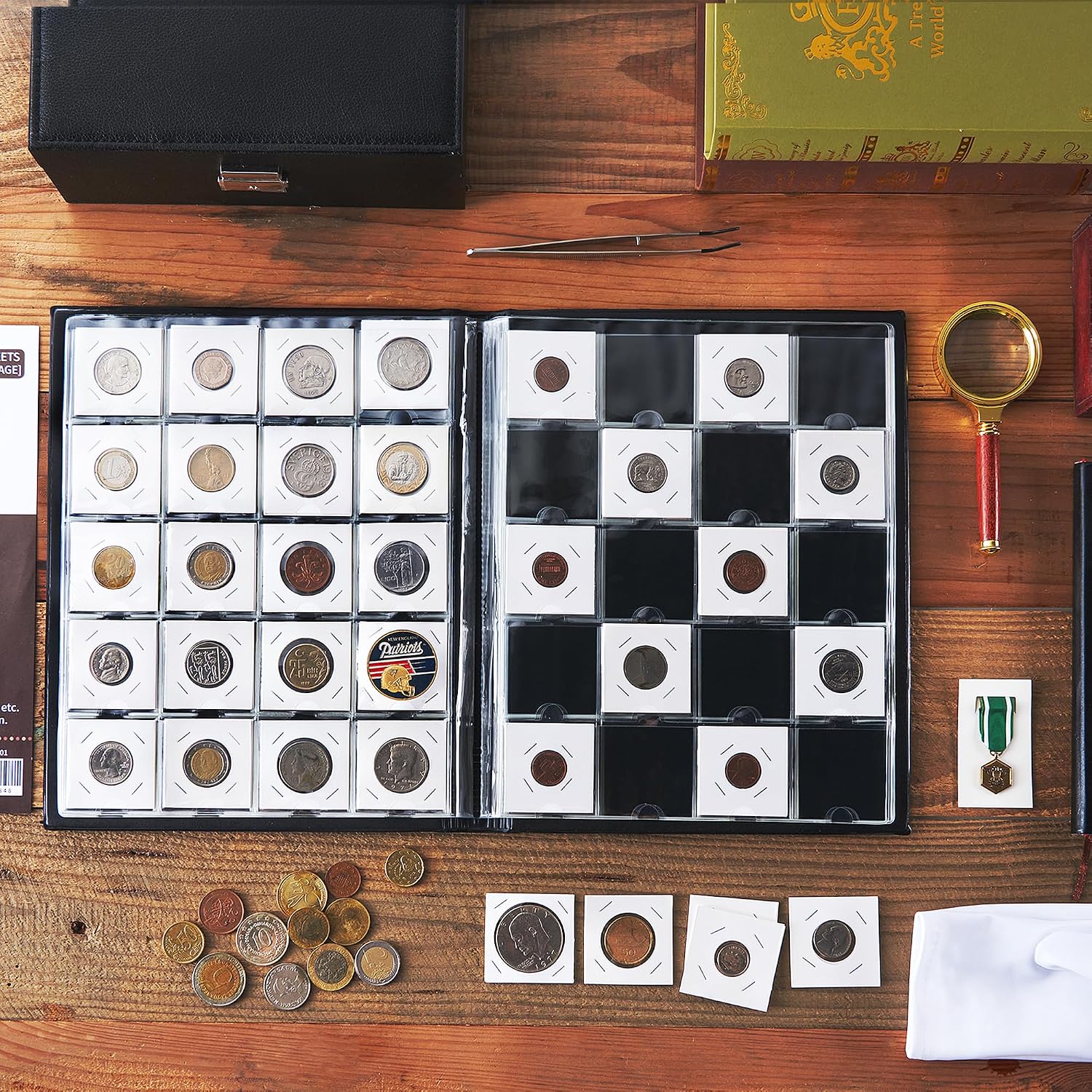 200 Pockets Collecting Album for Coin Flip - Classic Black | Uncle Paul Large Capacity Collection Book Coin Holder