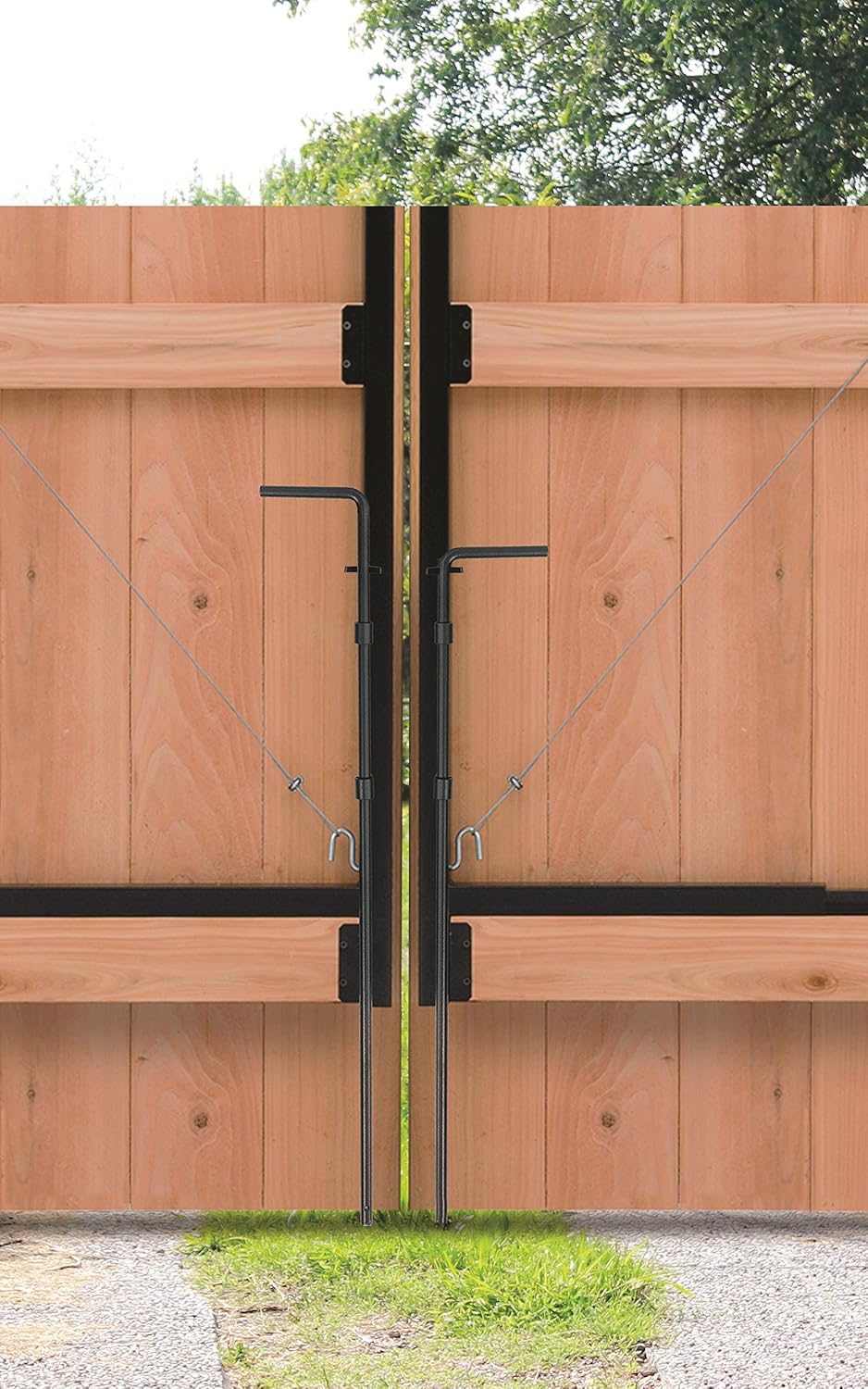 Heavy Duty Drop Rod - Adjust-A-Gate Pin Latch Drop Rod for Double Drive Gates - Black (30in. High Rod)