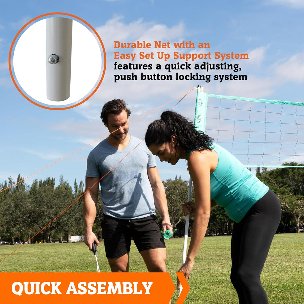 Outdoor Volleyball and Badminton Net with Carrying Bag Accessories Set and Adjustable Steel Poles Perfect for Parties