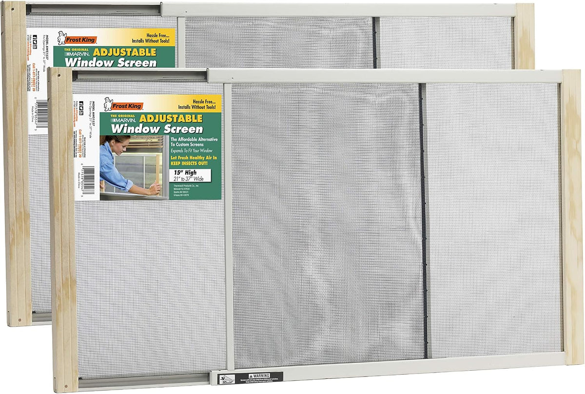 2AWS1537 WB Marvin Adjustable Window Screen, 15in High x Fits 21-37in Wide (2 Pack)