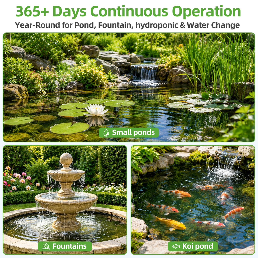 FREESEA Durable Small Pond Pump: 365+ days Continuous Operation