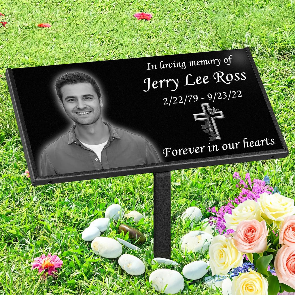 Personalized Memorial Stones,headstones for Graves,Grave Markers for Cemetery for Humans,Black Granite
