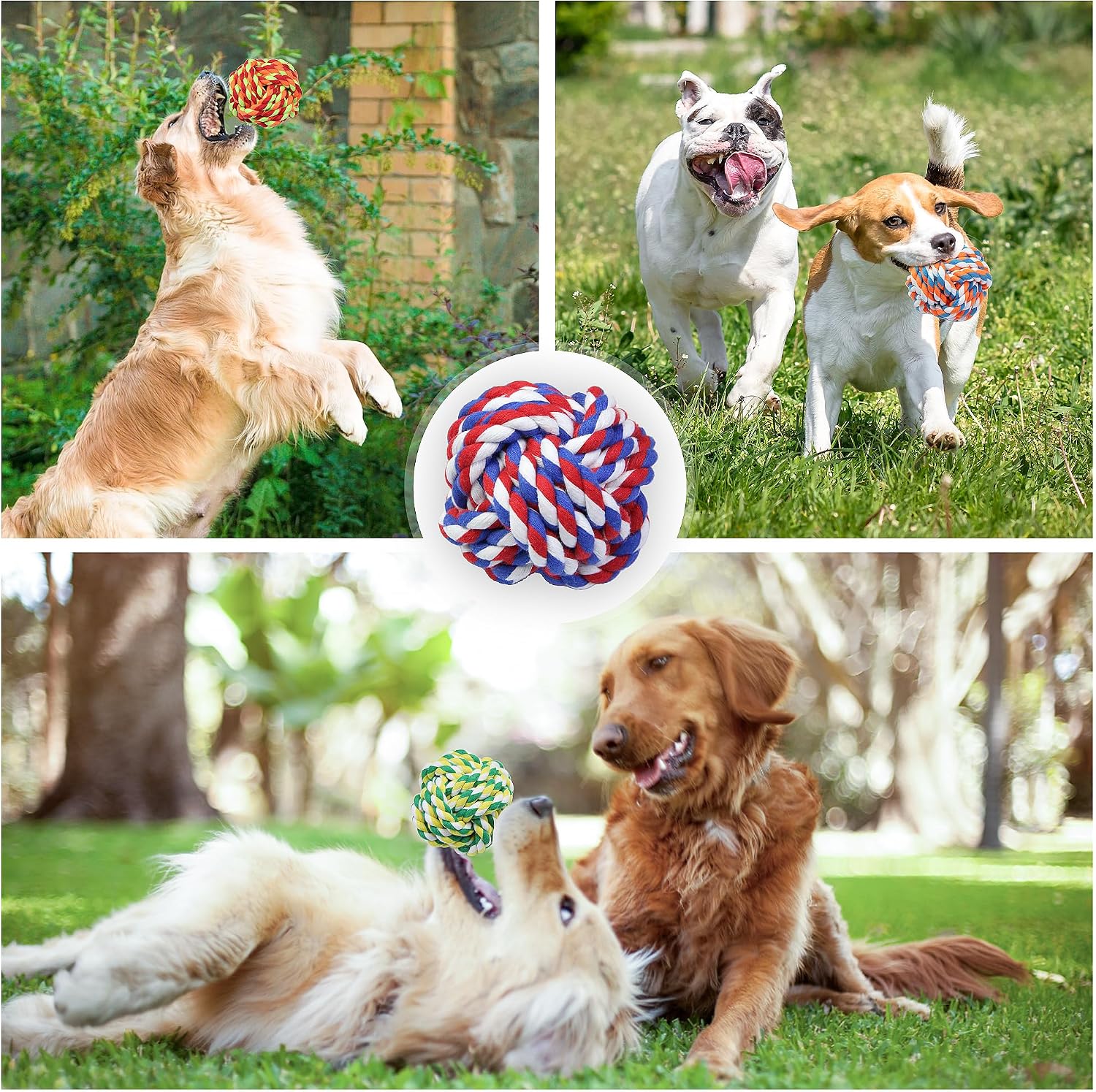 Dog Chew Rope Balls Toys for Aggressive Chewers, 10 Pieces Durable Dog Balls for Medium and Small Breeds Cotton Chew