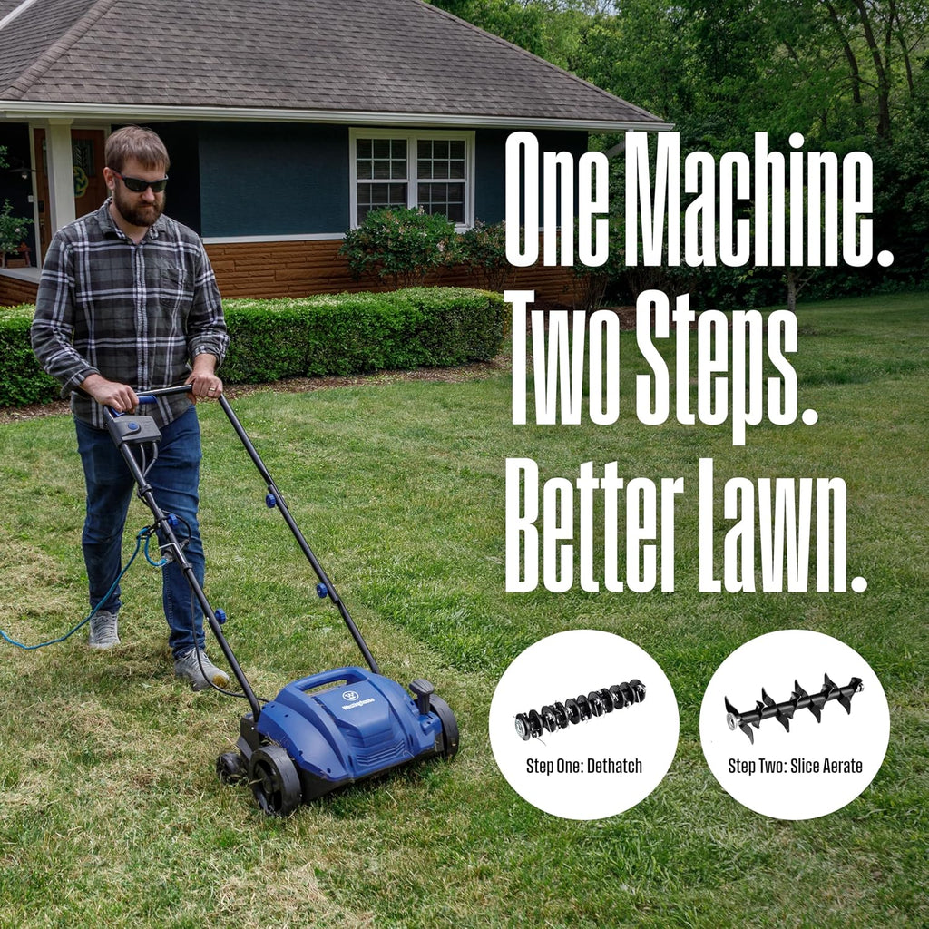 13" 12-Amp 2-in-1 Electric Dethatcher and Scarifier with Collection Bag