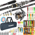 Fishing Rod and Reel Combo Pole Gear Kit Telescopic Beginner | Portable All-in-One Fishing Equipment, with Freshwater