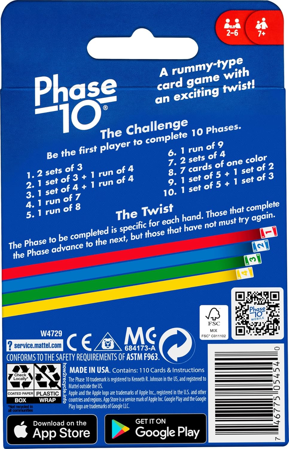 Mattel Games Phase 10 Card Game in Storage Tin for Ages 7+