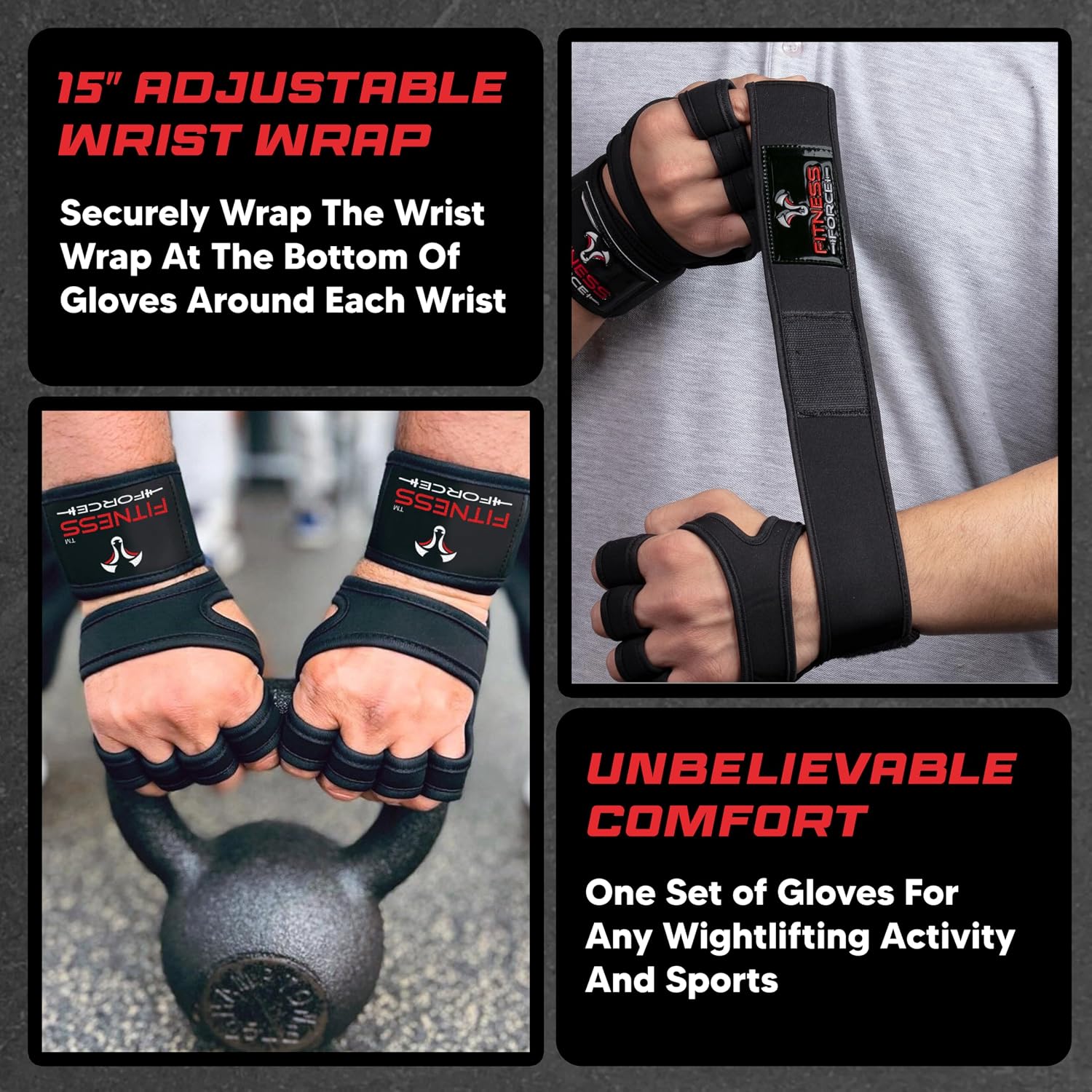 Ventilated Weight Lifting Workout Gloves for Men & Women | Gym Gloves for Men & Women with Built-in Wrist Wraps for