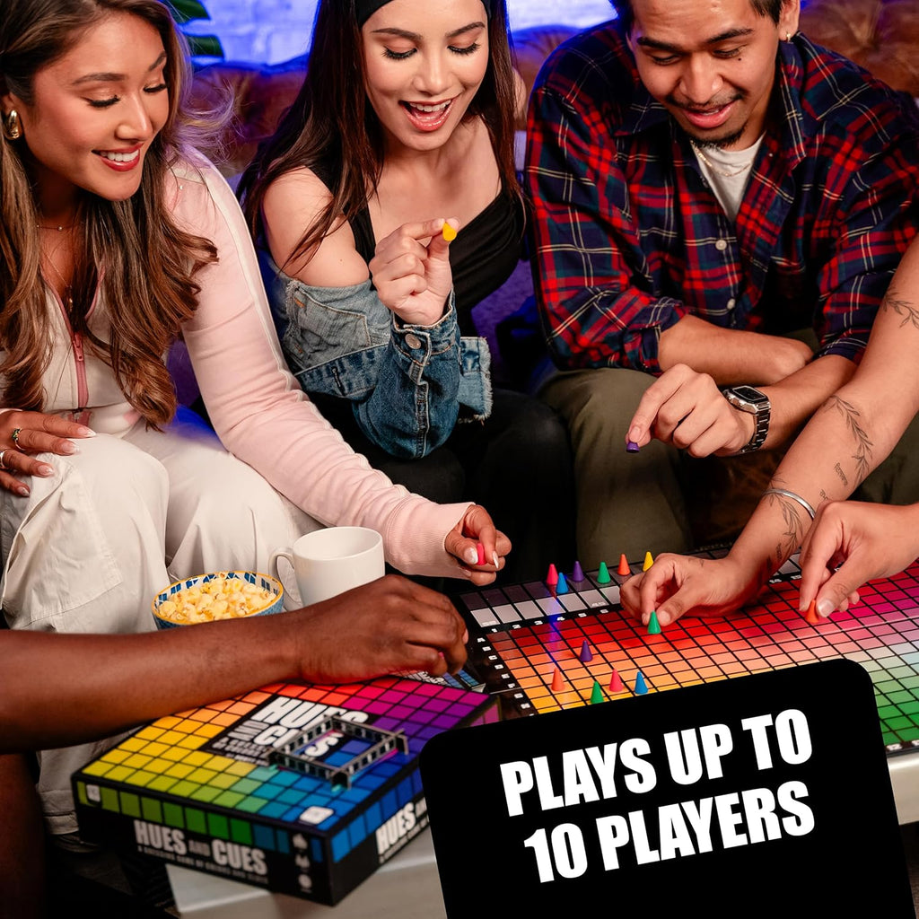 HUES and CUES - Vibrant Color Guessing Board Game for 3-10 Players Ages 8+, Connect Clues and Guess from 480 Color