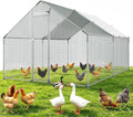 Large Metal Chicken Coop, 9.8x13.1x6.5 ft Large Walk in Chicken Runs for Yard with Cover, Hen House Enclosure with