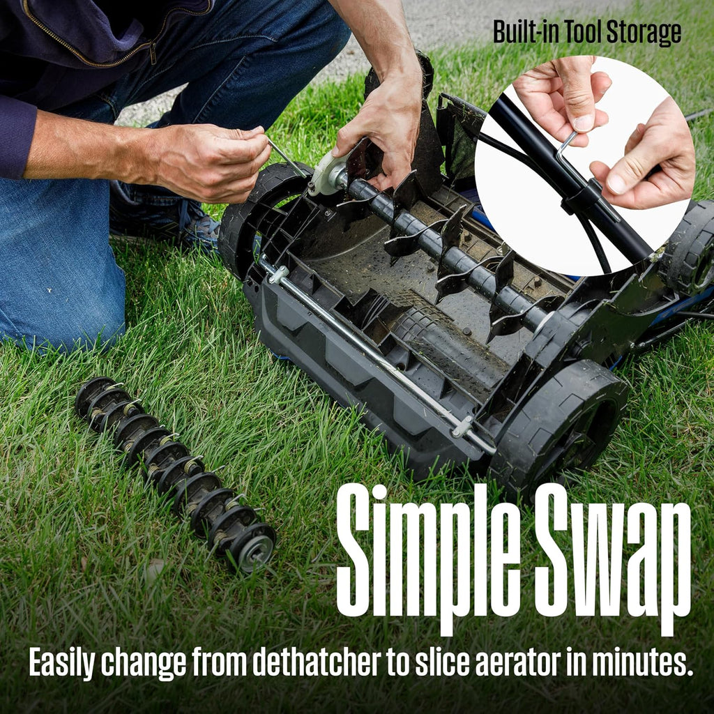 16" 15-Amp 2-in-1 Electric Dethatcher and Scarifier with Collection Bag