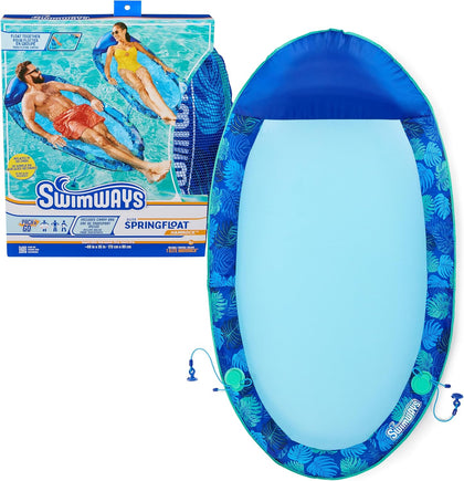 Spring Float Elite Hammock Pool Lounger with Breathable Mesh Seat, Inflatable Pool Floats for Adults with Fast