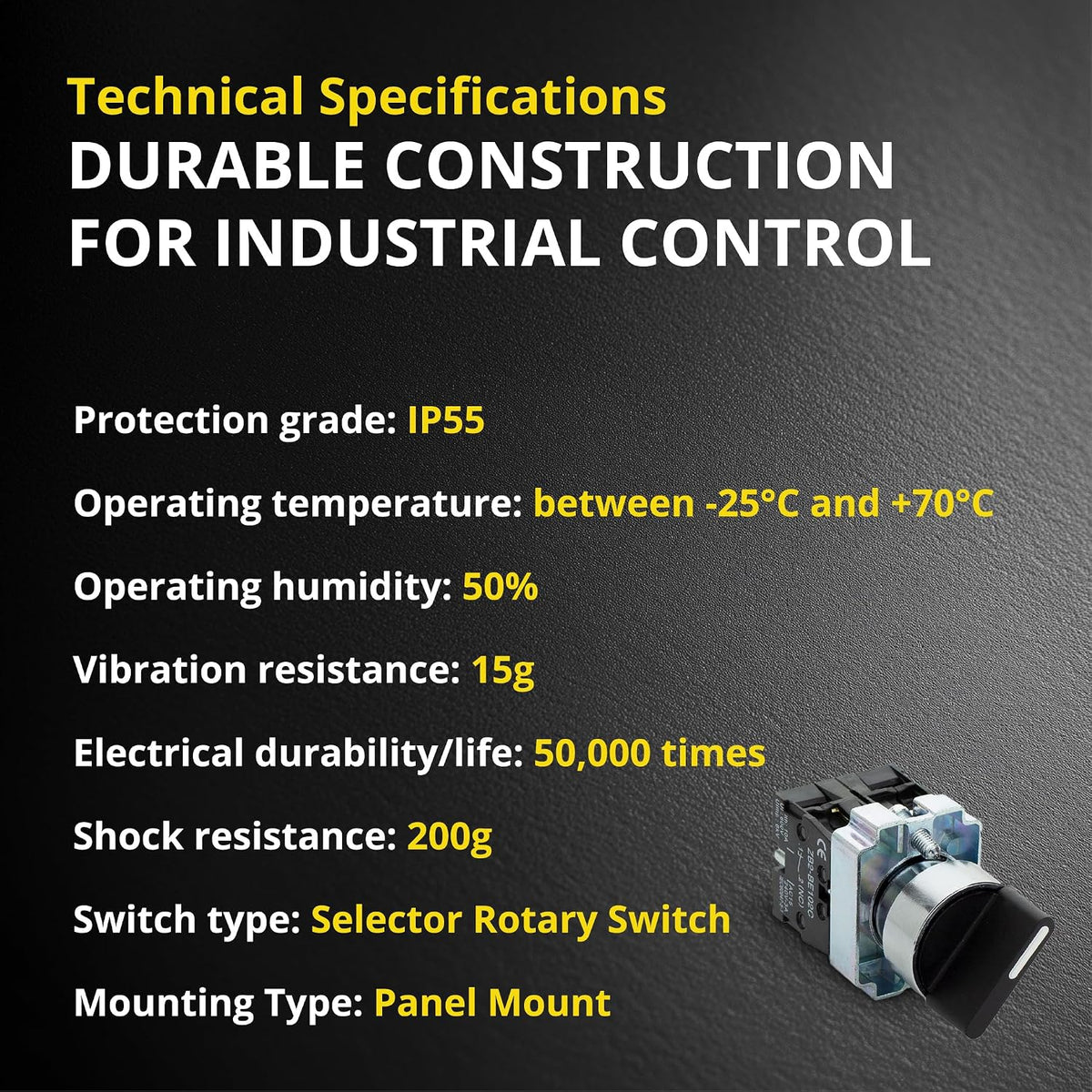 Rotary Switch 2 Position Selector Switch Maintained, 4 Pack
