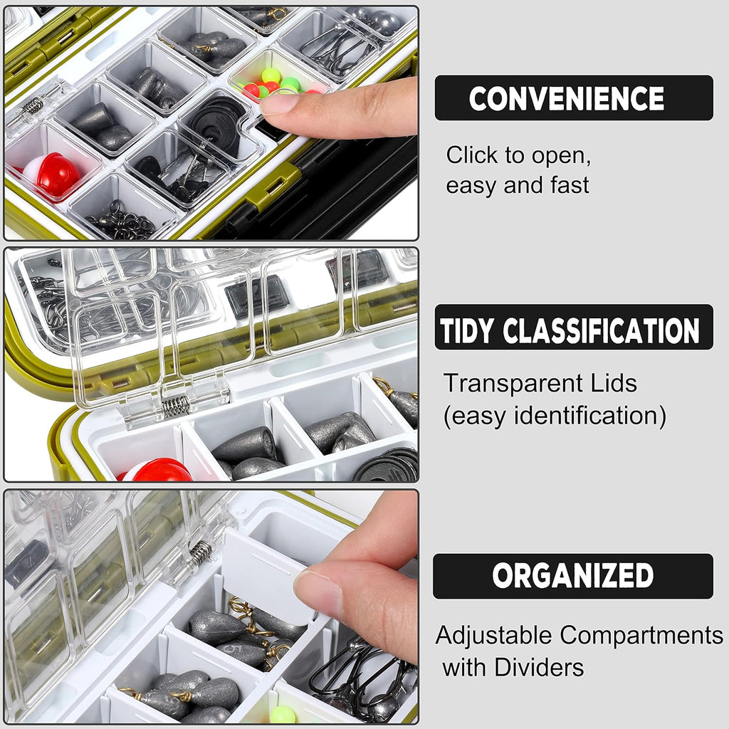 187/343pcs Fishing Accessories Kit, Organized Fishing Tackle Box with Tackle Included, Fishing Hooks, Fishing Weights