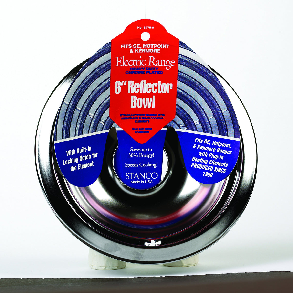 Stanco Range Reflector Bowl Fits Ge, Hotpoint & Kenmore Ranges Produced Since 1990 Hd Chrome, Porcel