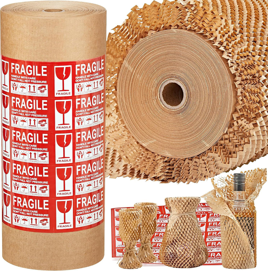 Honeycomb Packing Paper, 15" x 400' Packing Wrap Roll for Shipping | Recyclable Honeycomb Packing Paper For Moving W/