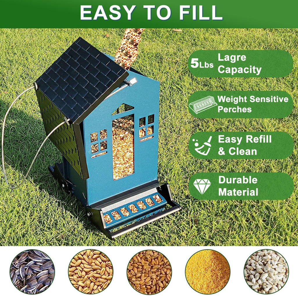 Squirrel Proof Bird Feeders for Outdoors, 6LB Metal Hanging Feeders, Large Wild Feeders for Cardinals, Chickadees