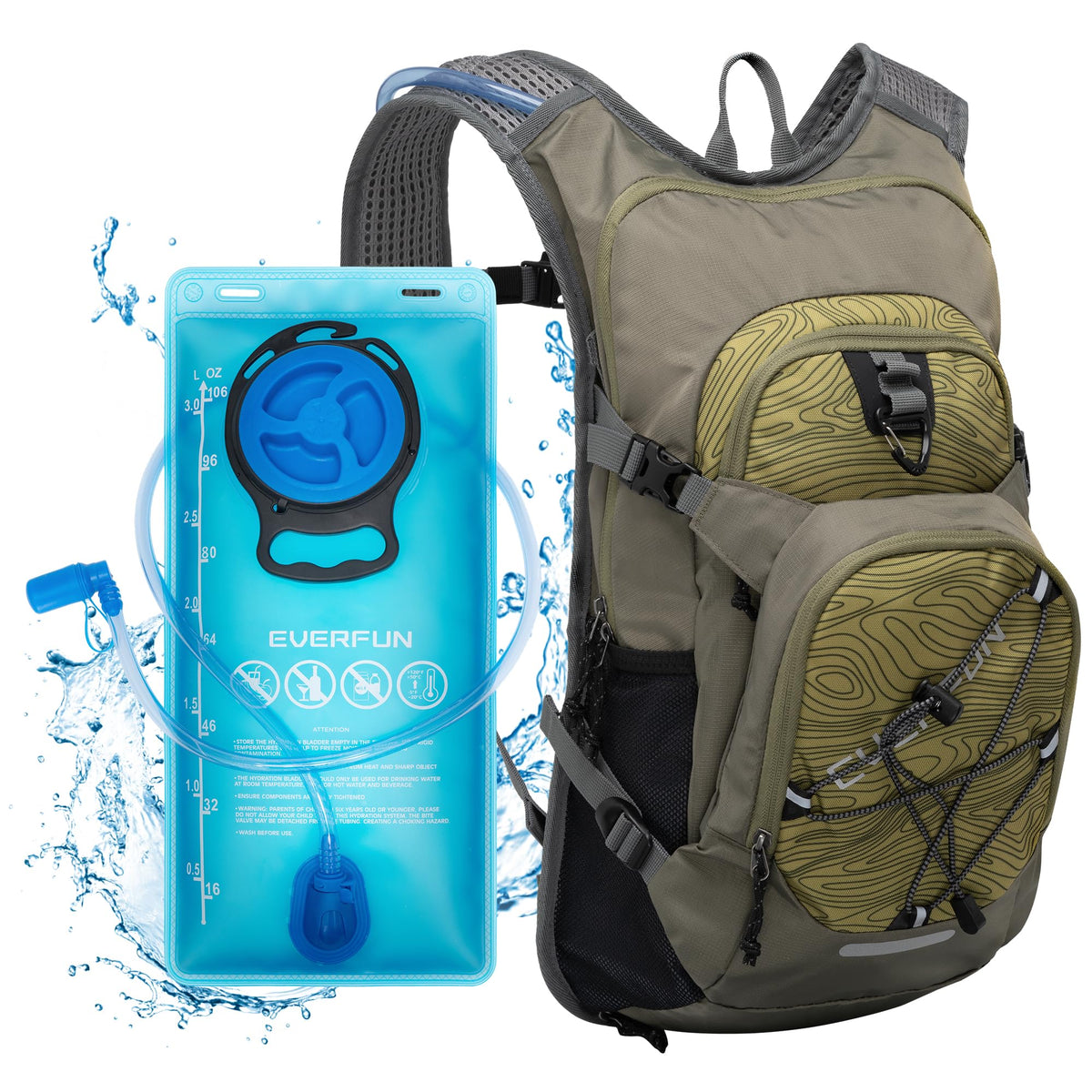 18L Hiking Hydration Backpack with 3L Water Bladder and Rain Cover