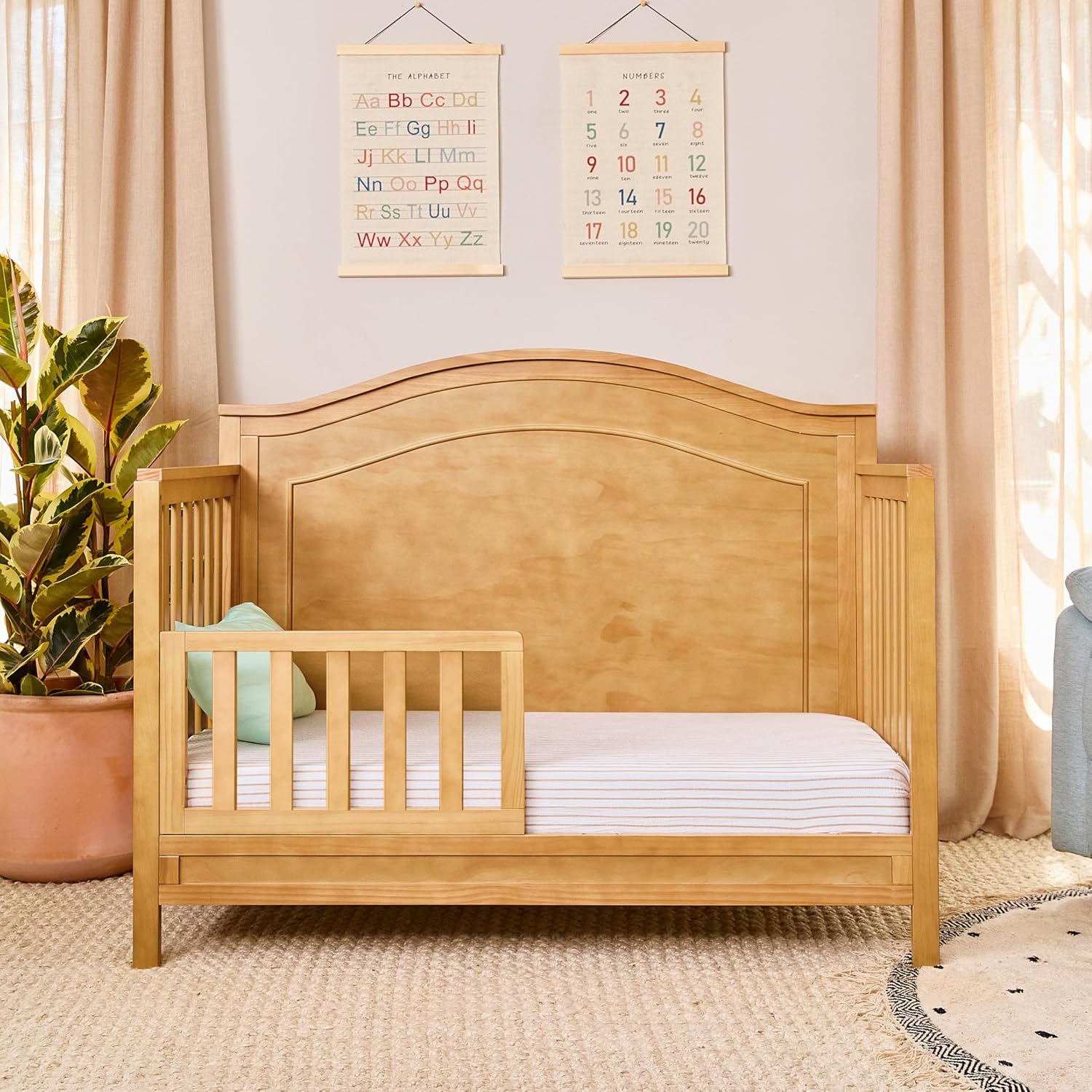 Charlie 4-in-1 Convertible Crib in Honey, Greenguard Gold Certified