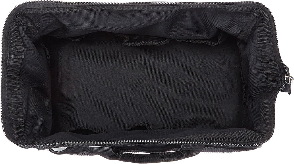 Durable Wear-Resistant Tool Storage Bag with Adjustable Shoulder Strap, Portable Tool Organizer, 16 in, Black & Grey