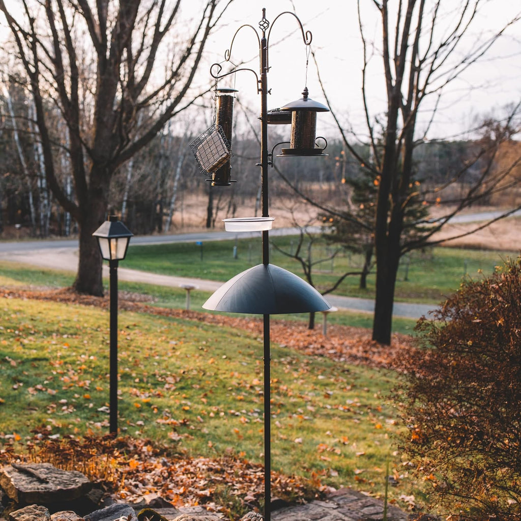 Backyard Expressions 90" Bird Feeding Station for Outdoors, Heavy Duty Bird Feeder Pole with Squirrel Baffle