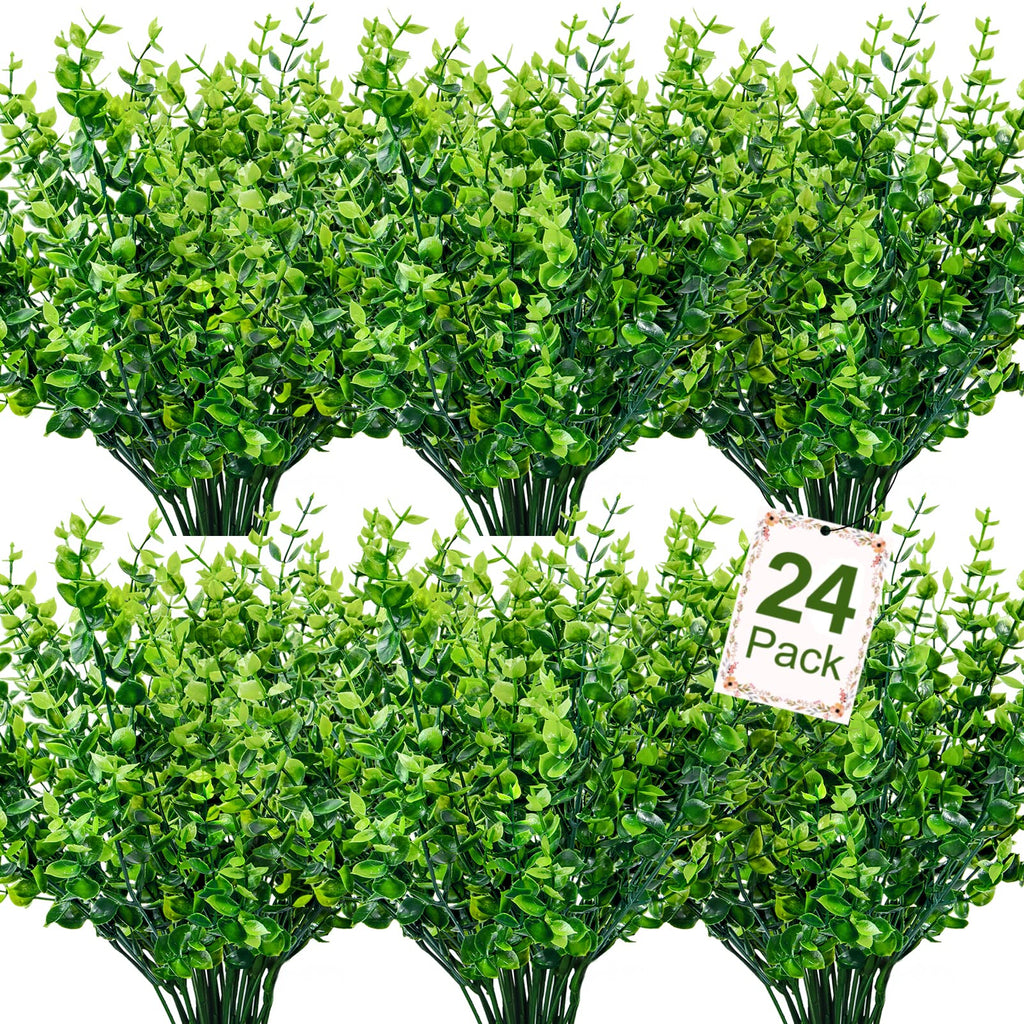 24 Bundles Artificial Greenery Stems Fake Plants Outdoor Decor
