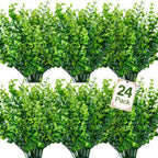 24 Bundles Artificial Greenery Stems Fake Plants Outdoor Decor