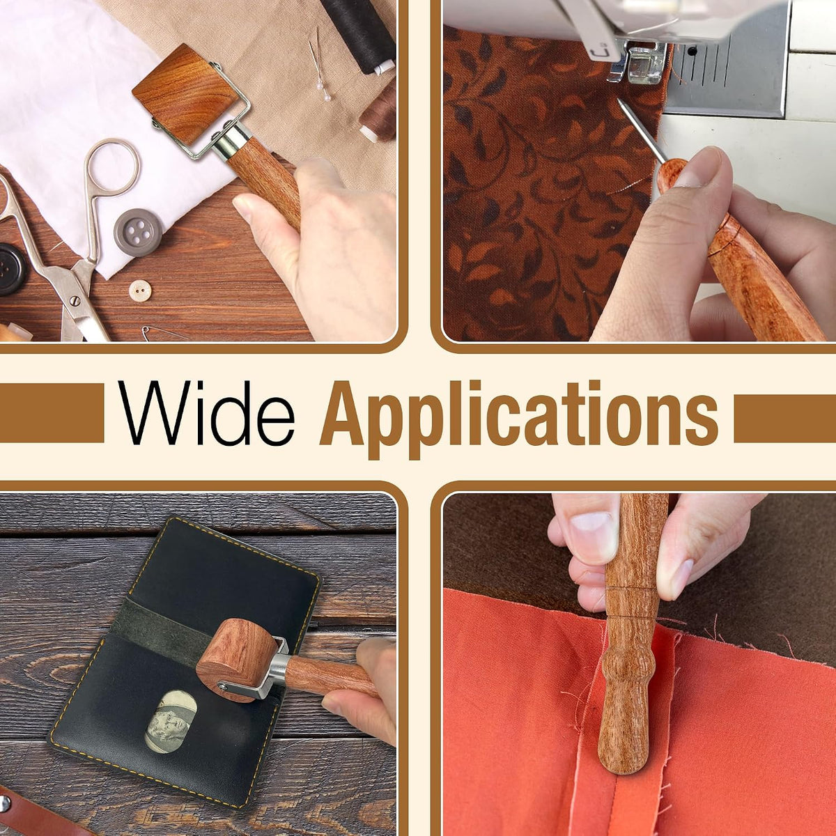 Seam Roller & Stiletto for Sewing/Quilting - Wooden Pressing Roller, Easy to Grip Handle - Wooden Sewing Quilting