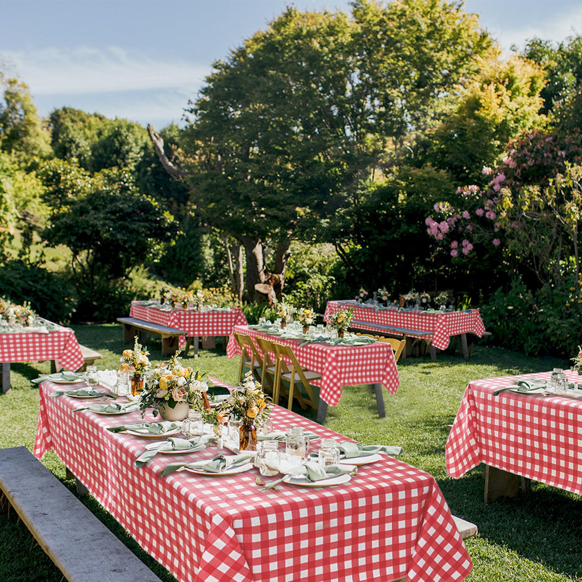 Vinyl Tablecloth with Flannel Backing-Gingham Rectangle 8 Foot Table Cloth