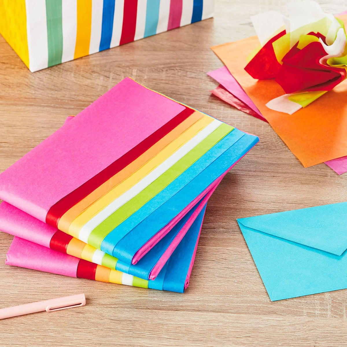 Bulk Tissue Paper for Gift Bags, 120 Sheets (Classic Rainbow)