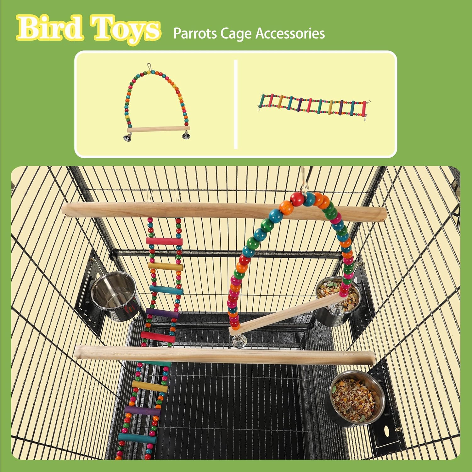 68'' Large Parrot Cage, Large Bird Cages for Parrots,Conure Cage for Birds, Cockatiel Cage with Play