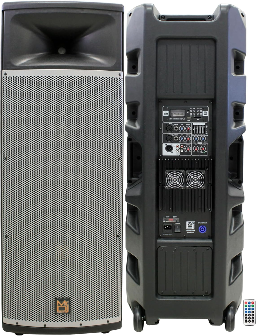 Mr Dj PRO215BT PA DJ Powered Speaker PRO PA DJ Dual 15” 3-Way Full-Range Powered/Active Loudspeaker