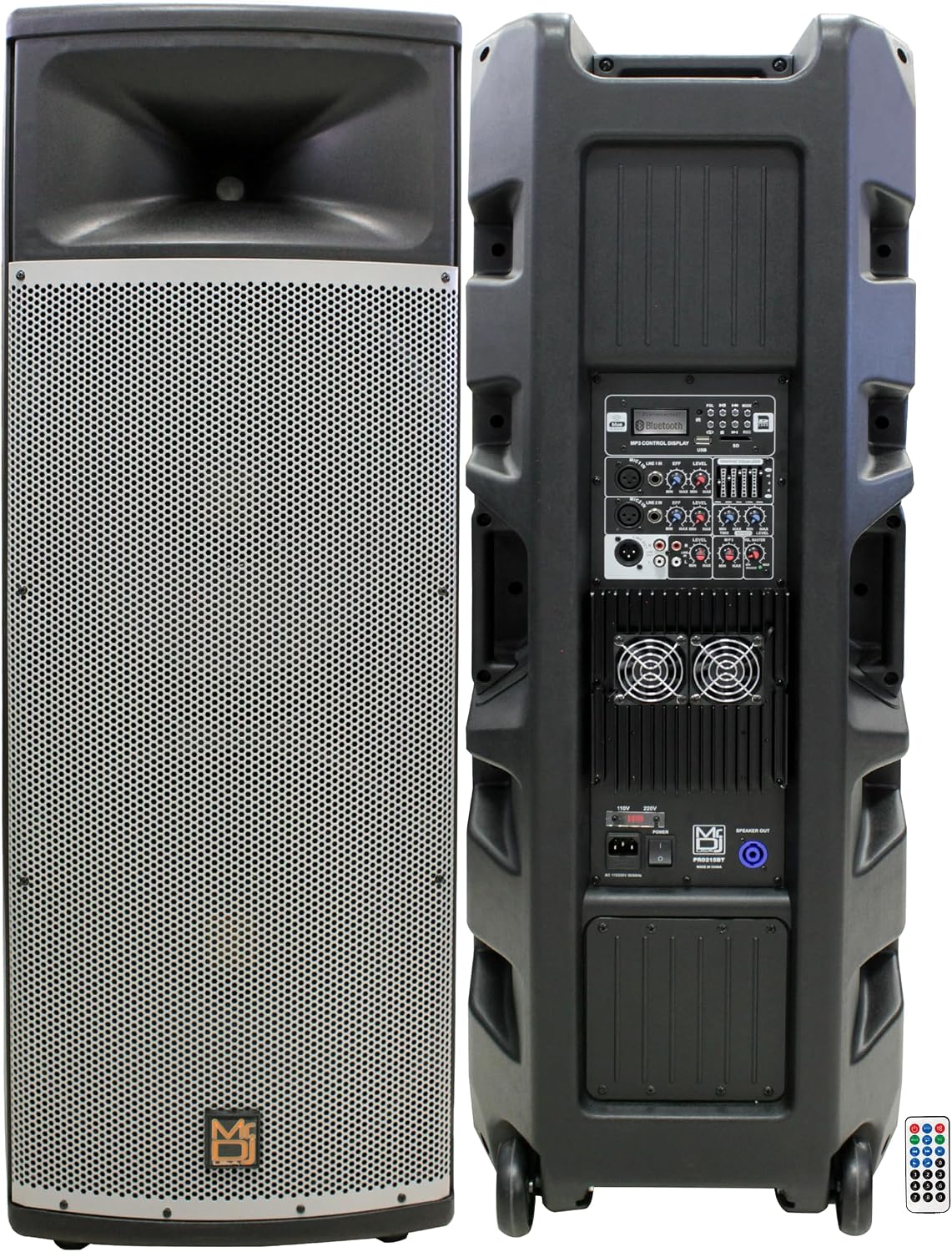 Mr Dj PRO215BT PA DJ Powered Speaker PRO PA DJ Dual 15” 3-Way Full-Range Powered/Active Loudspeaker