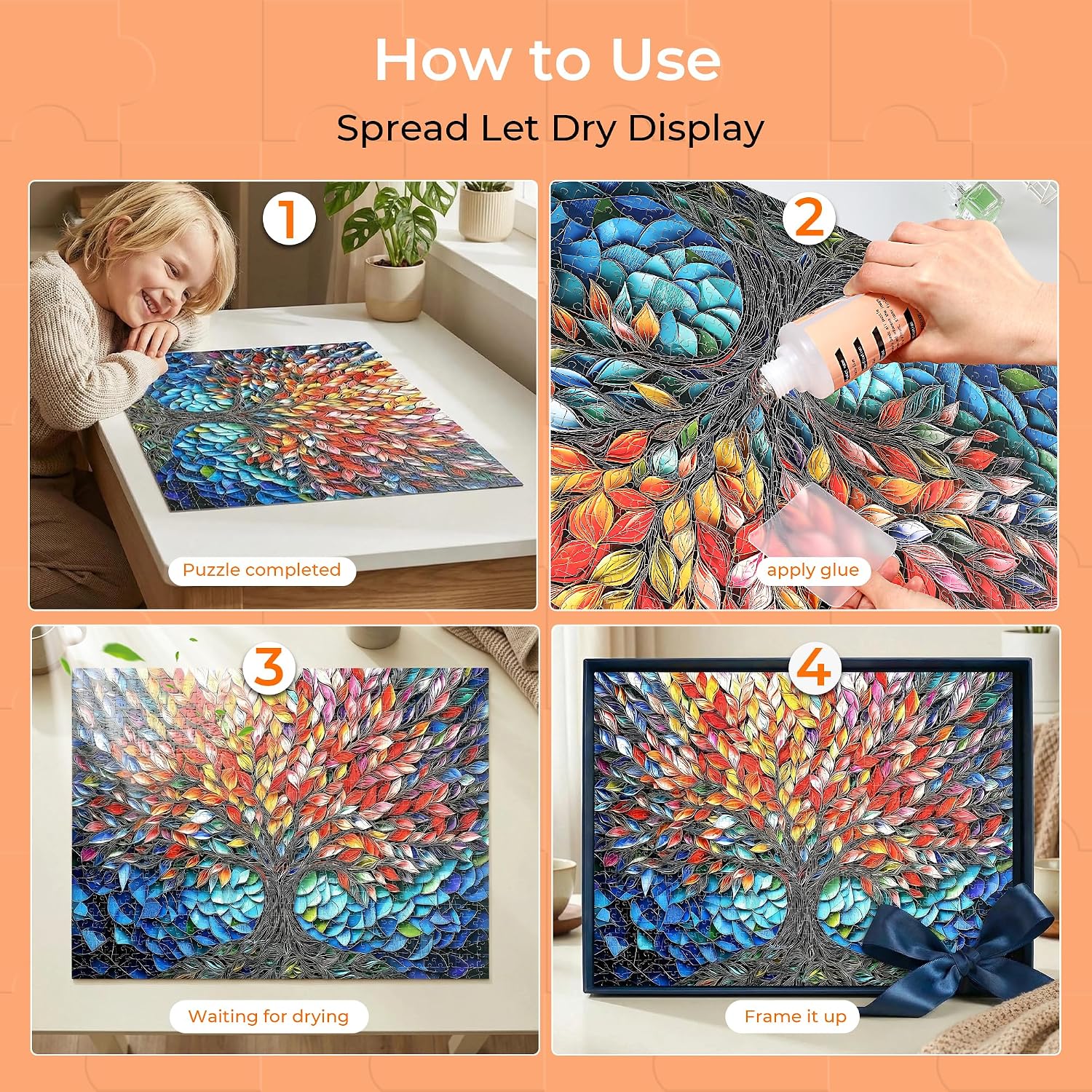 Large Capacity Jigsaw Puzzle Glue Clear Drying 10.1 fl oz(300ml) with Scraper, Puzzle Saver & Sealer for Finished