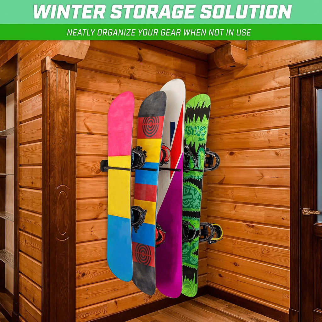 Wall Mounted Ski and Snowboard Storage Rack - 2 or 8 Ski Sizes