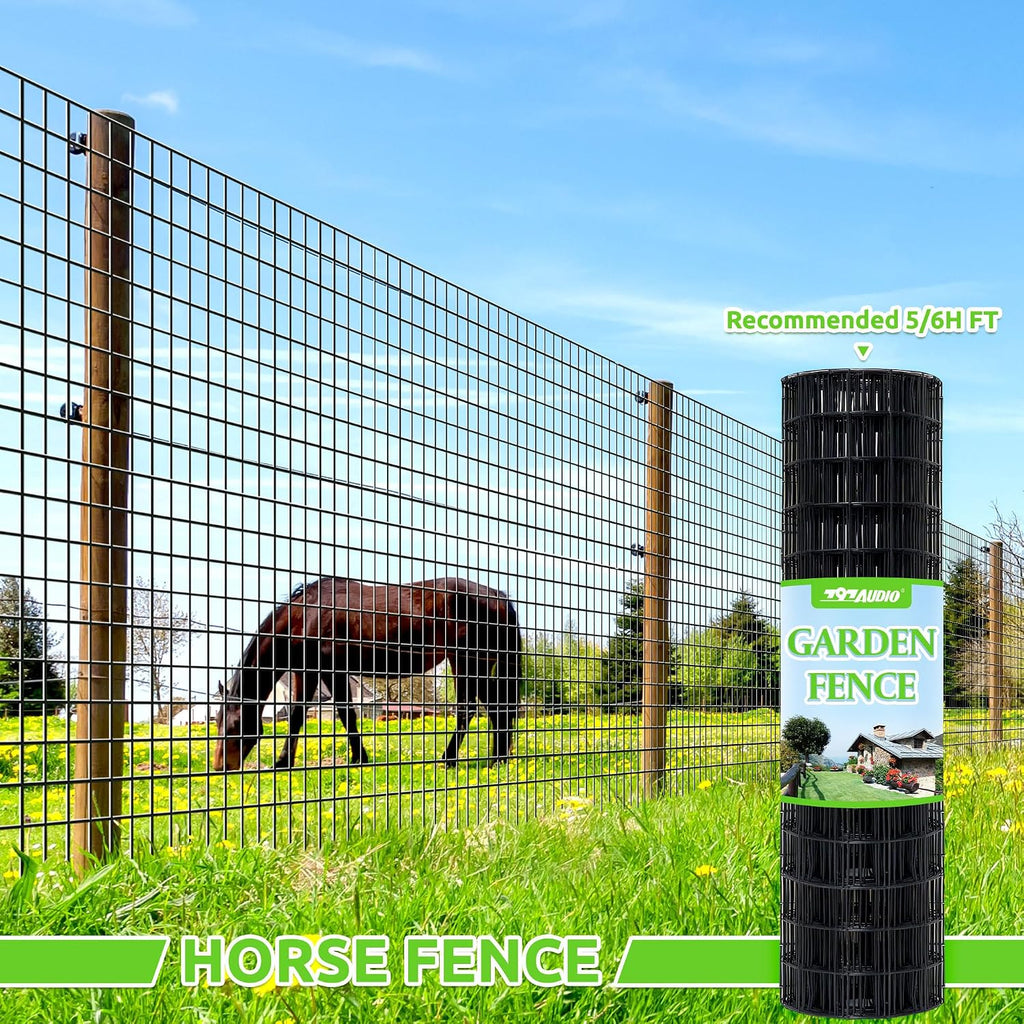 Black PVC Coated Welded Wire Fencing,2"x4" 14 Gauge,48inch H x 100ft L Garden Wire Fence Roll,2/3/4/5/6ft Tall x